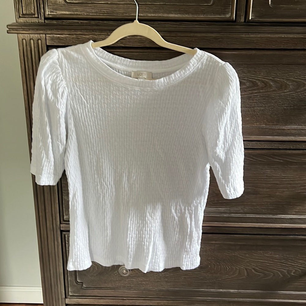 Puffed white sleeve top from Ann Taylor loft.